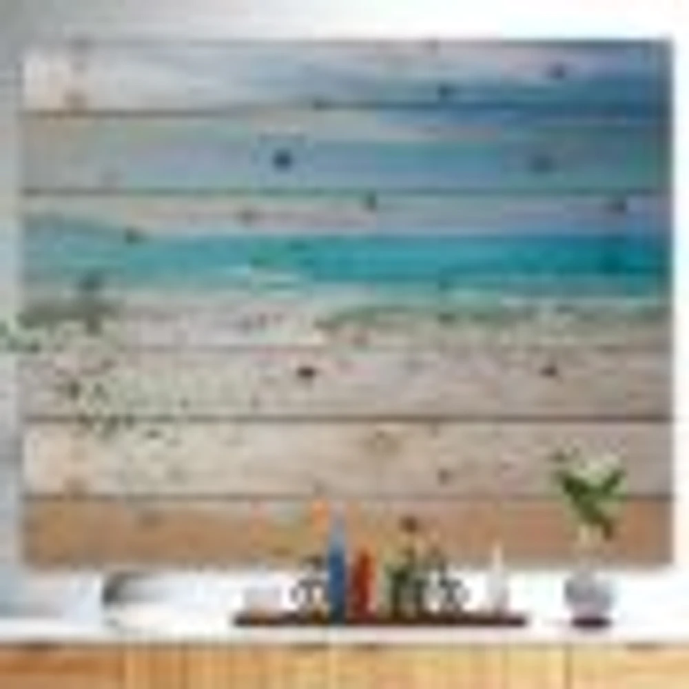 White Waves Kissing Beach Sand Wood Wall Art