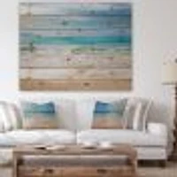 White Waves Kissing Beach Sand Wood Wall Art