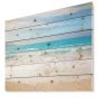 White Waves Kissing Beach Sand Wood Wall Art