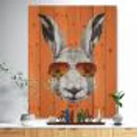 Funny Rabbit with Sunglasses Wood Wall Art