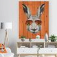 Funny Rabbit with Sunglasses Wood Wall Art