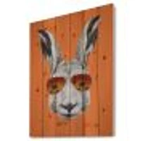 Funny Rabbit with Sunglasses Wood Wall Art