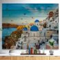 Beautiful Santorini Houses Greece Wood Wall Art