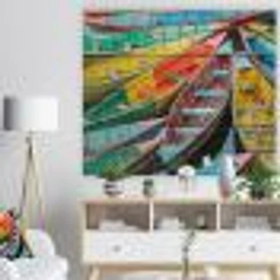 Rowing Boats on the Lake Pokhara Wood Wall Art