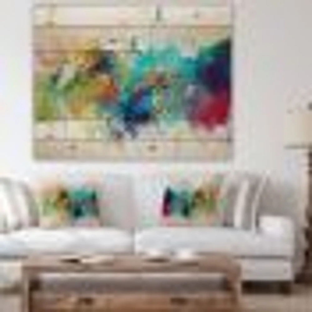 Brush Stroke Colorful Oil Painting Wood Wall Art