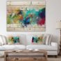 Brush Stroke Colorful Oil Painting Wood Wall Art