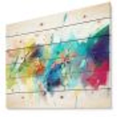 Brush Stroke Colorful Oil Painting Wood Wall Art