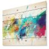 Brush Stroke Colorful Oil Painting Wood Wall Art