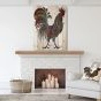 017 Colored Patterns Rooster Wood Wall Art