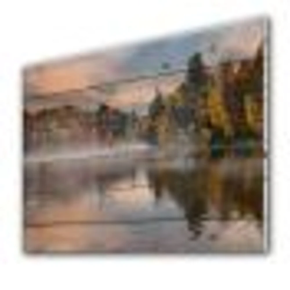 Autumn Foliage By The Lakeside Wood Wall Art