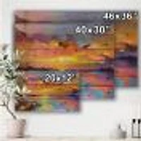 Sunset Painting With Colorful Reflections I Wood Wall Art