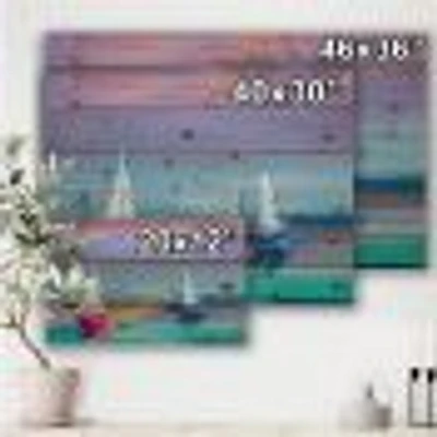 Seascape With Little Ships I Wood Wall Art