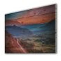 Road Through The ALamut Mountains During Evening Glow Wood Wall Art