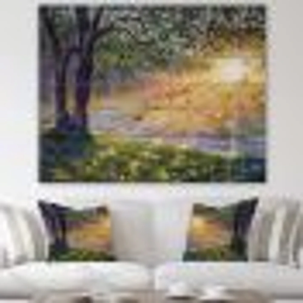 Dawn Sunshine Light By The River Wood Wall Art