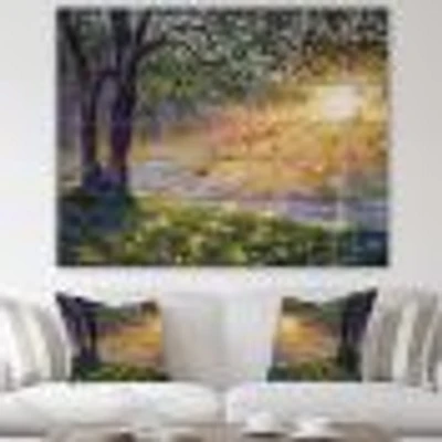Dawn Sunshine Light By The River Wood Wall Art