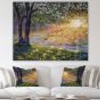 Dawn Sunshine Light By The River Wood Wall Art