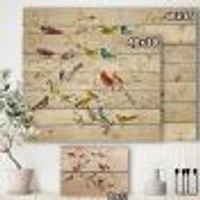 Multi-Color Bird on Tree Wood Wall Art