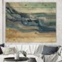 Coast Blue Sea Waves Watercolour Wood Wall Art