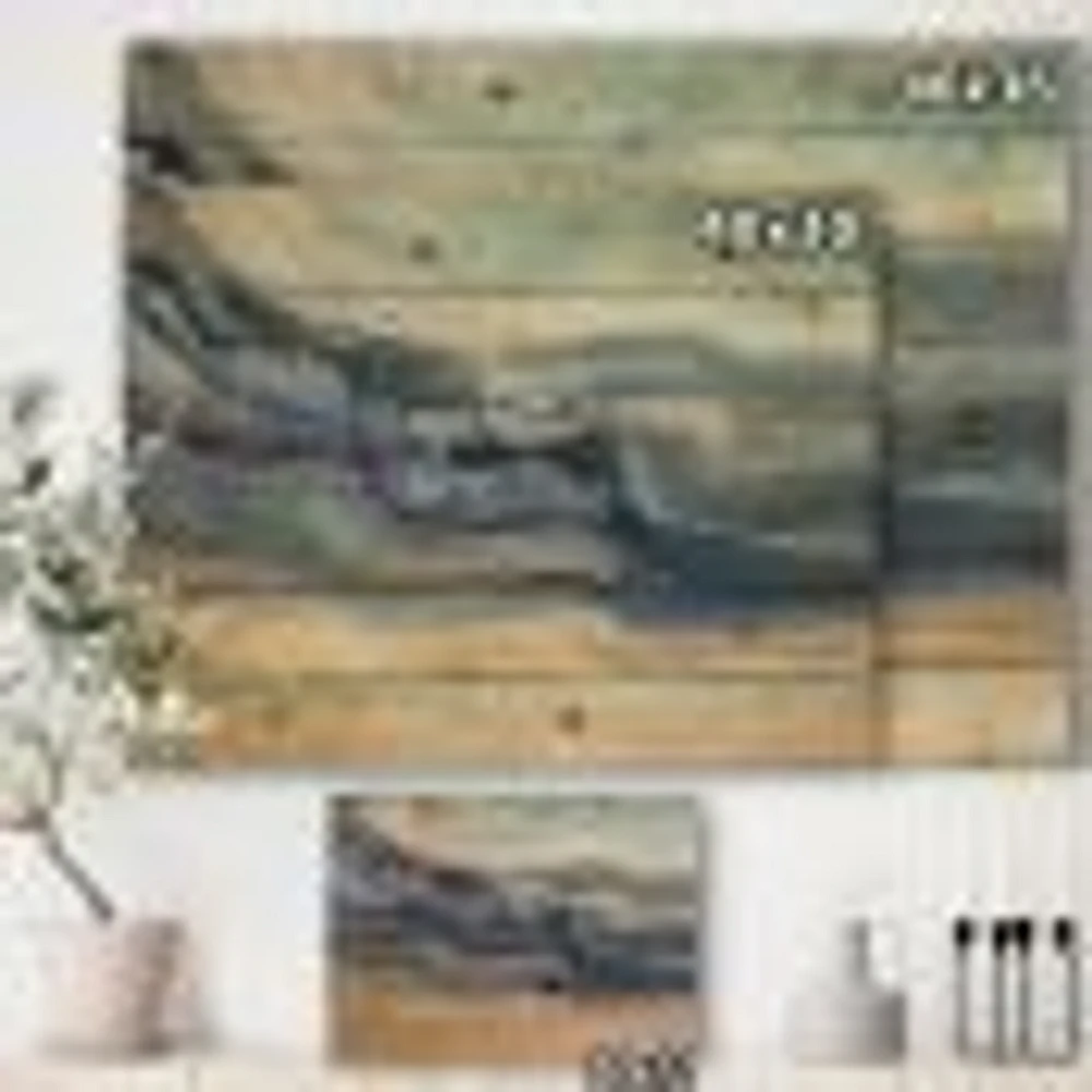 Coast Blue Sea Waves Watercolour Wood Wall Art