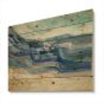 Coast Blue Sea Waves Watercolour Wood Wall Art