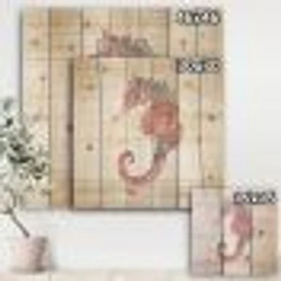 Pink seahorses Ocean Life Wood Wall Art