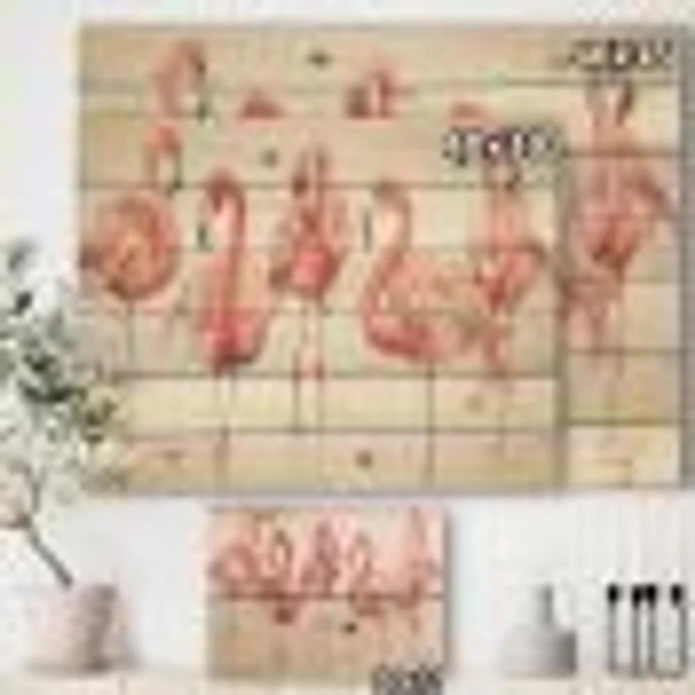 Gracefully Pink Shabby flamingo Wood Wall Art