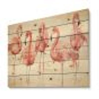 Gracefully Pink Shabby flamingo Wood Wall Art