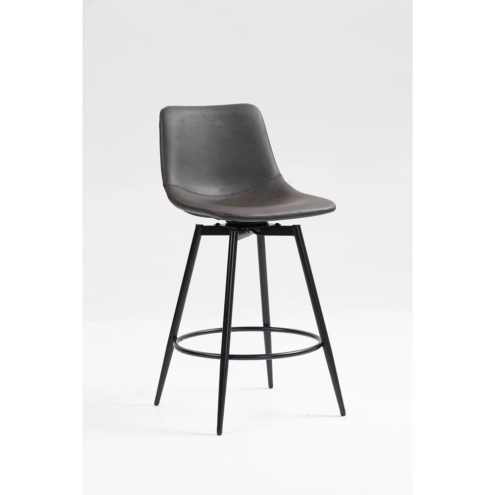 Tabourets de comptoir modernes, ensemble de 2 - Similicuir marron