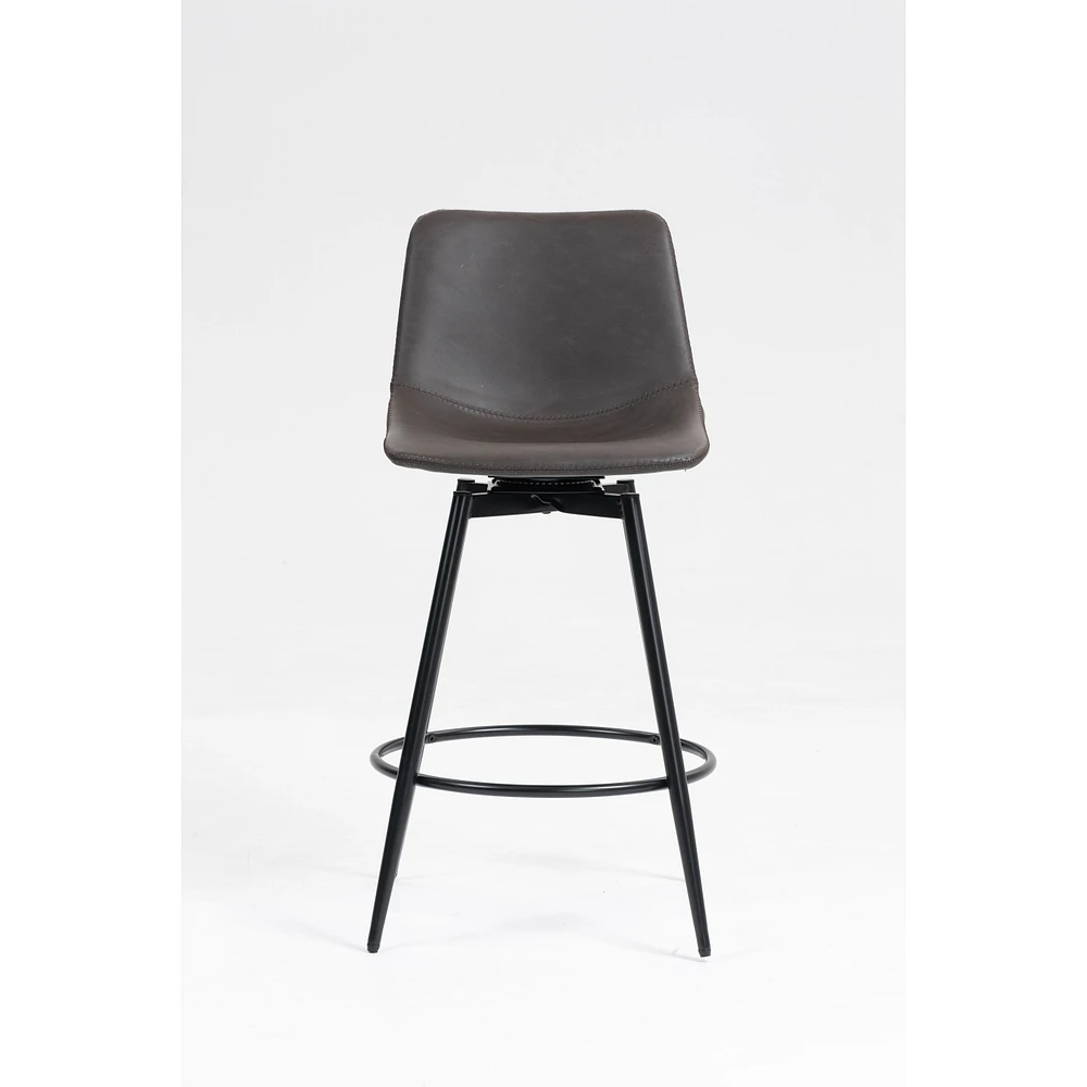Tabourets de comptoir modernes, ensemble de 2 - Similicuir marron