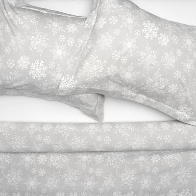 Frosty Snowflakes Flannel Duvet Cover Set