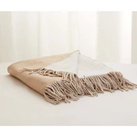 100% Silk Ivory and Taupe Throw Blanket by SmartSilk