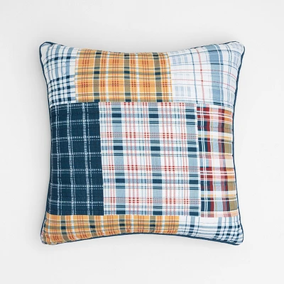 Faux Patchwork Plaid Coussin carré