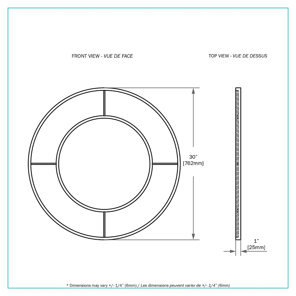 Elune miroir rond noir mat