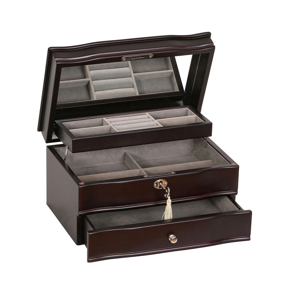 Mele and Co Davina Finish Wooden Jewellery Box - Mahogany