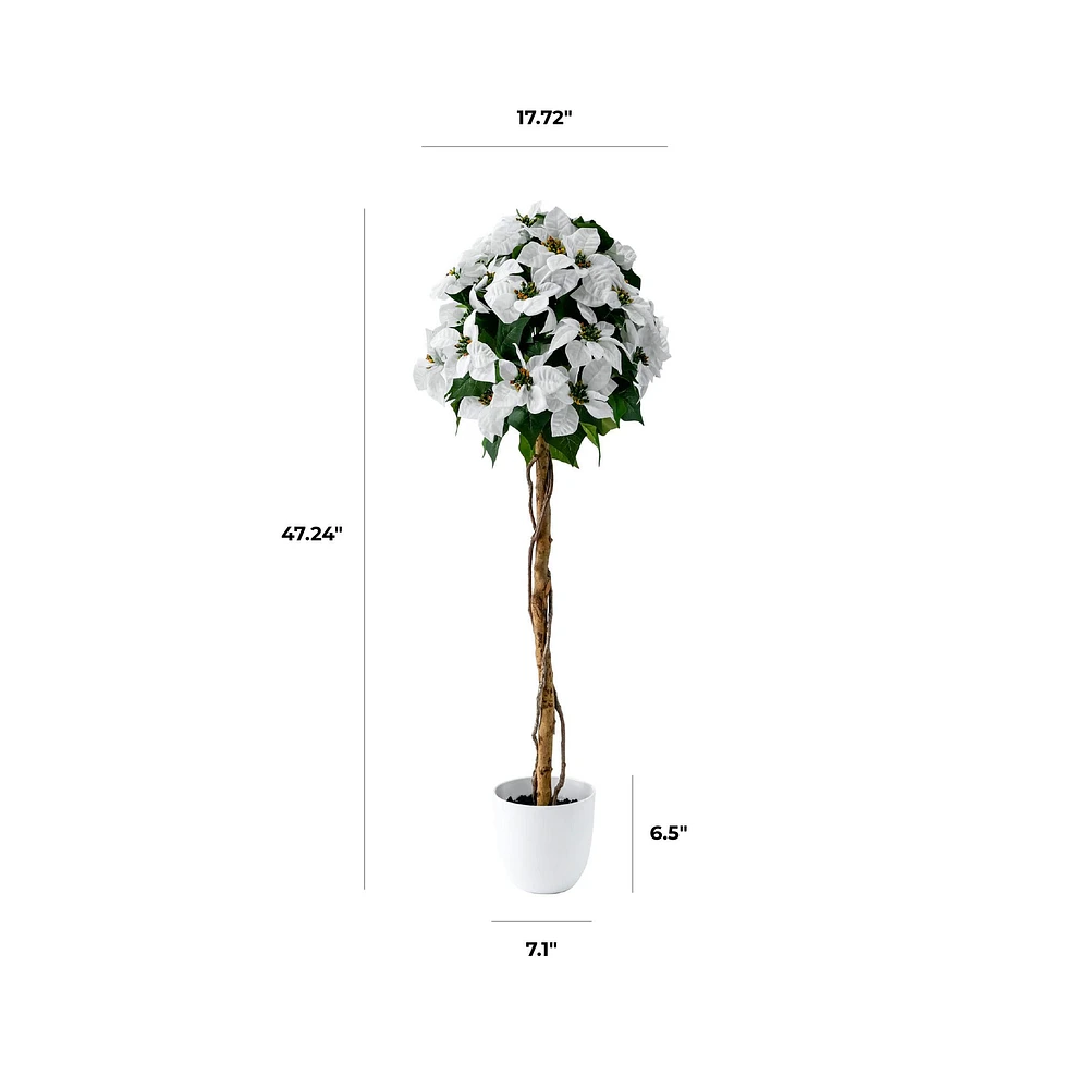 White Poinsettia Tree 47" by Haute Deco