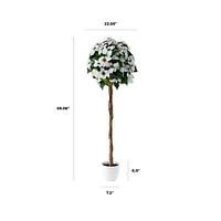 White Poinsettia Tree 59" by Haute Deco