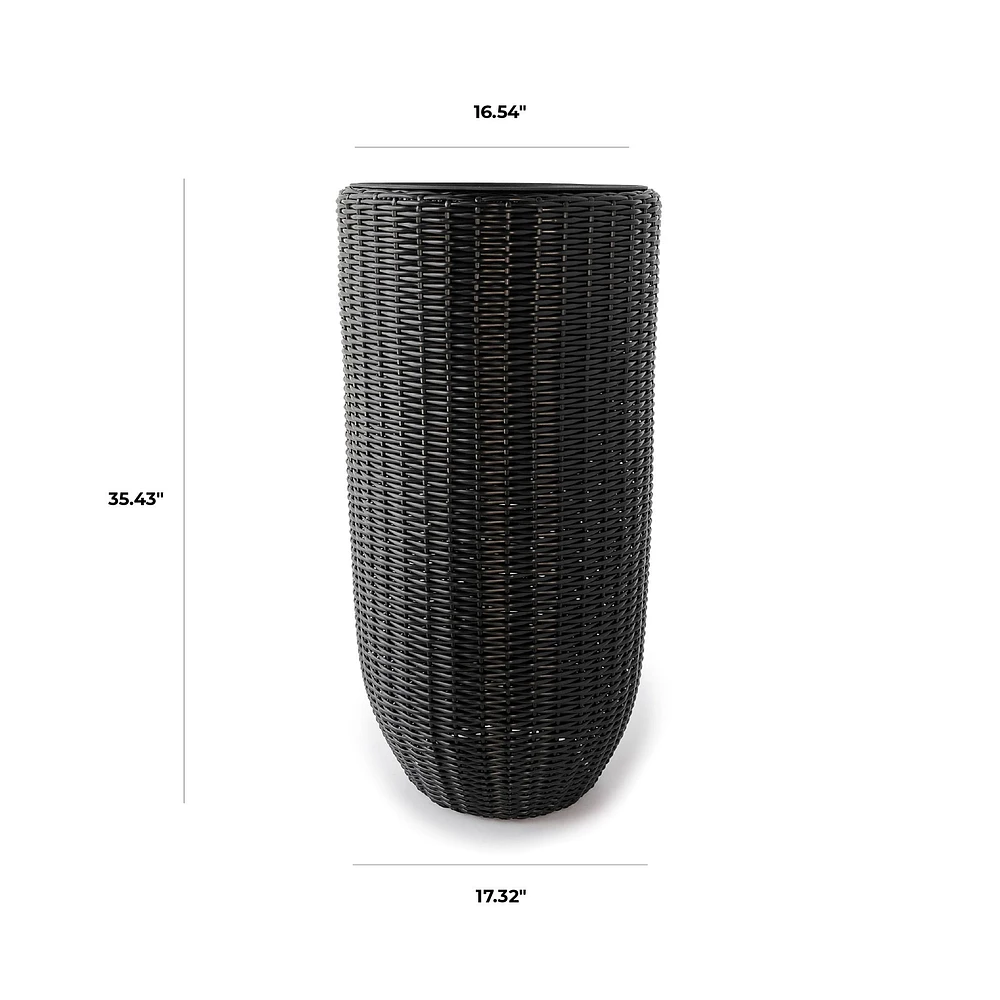 Rolland XL Rattan Planter Black by Haute Deco