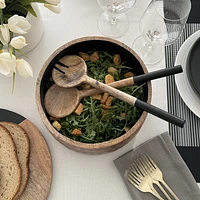 Black Dipped Wooden Salad Server