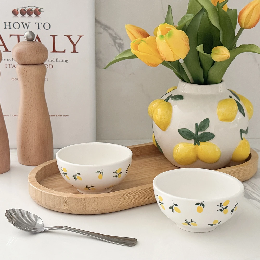 Abbott Small Round Bowl with Lemon Motif