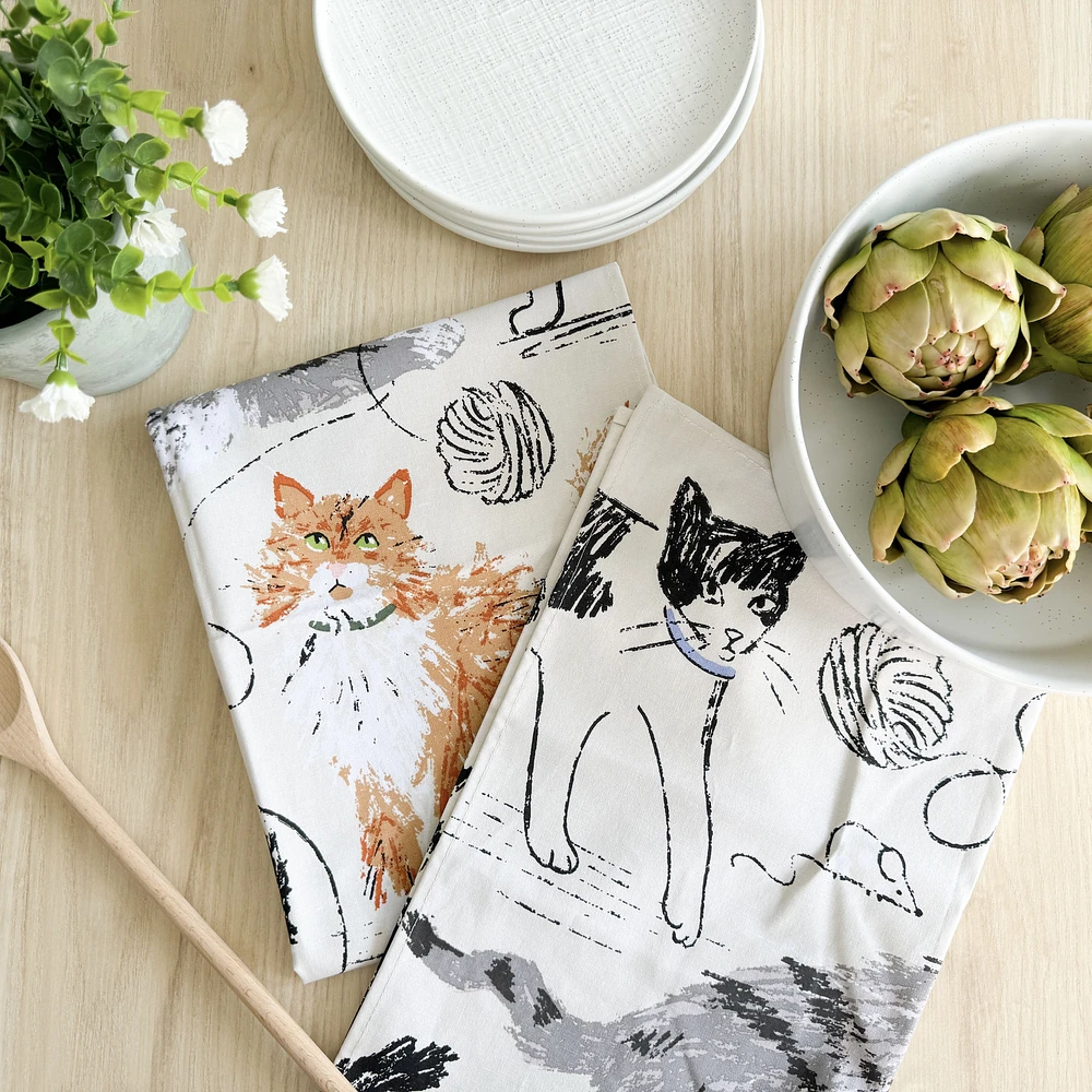 Feline Friends Tea Towel