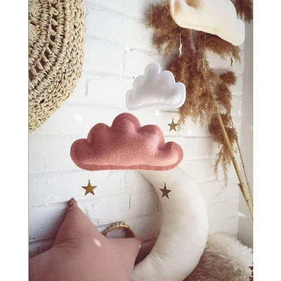 Cloud & Star Mobile -Peach, White & Blush