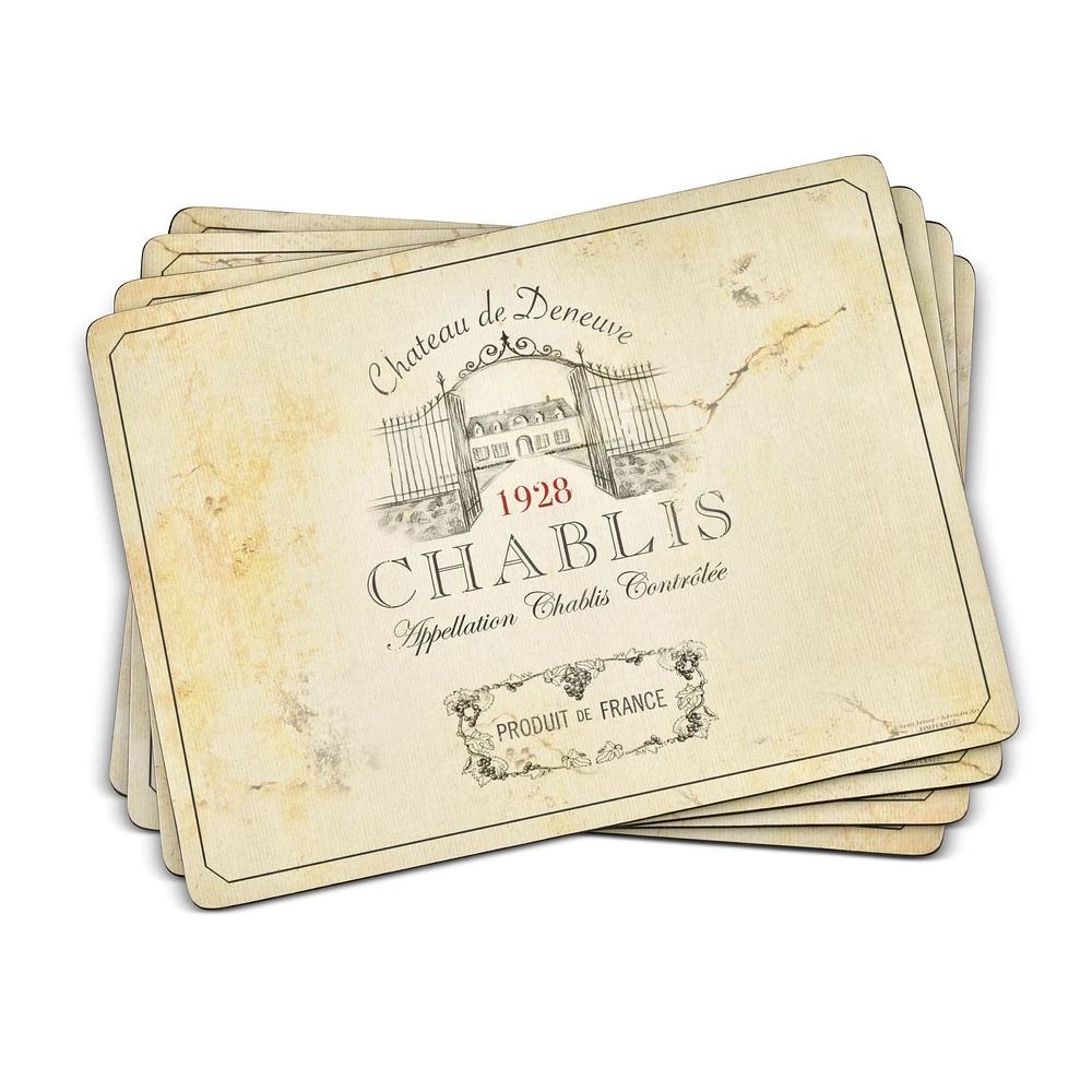 Ensemble de 4 napperons « Vin De France » par Pimpernel