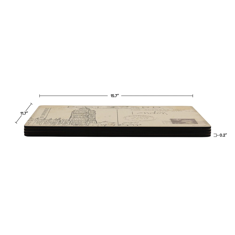 Set of 4 Postcard Sketches Placemats by Pimpernel