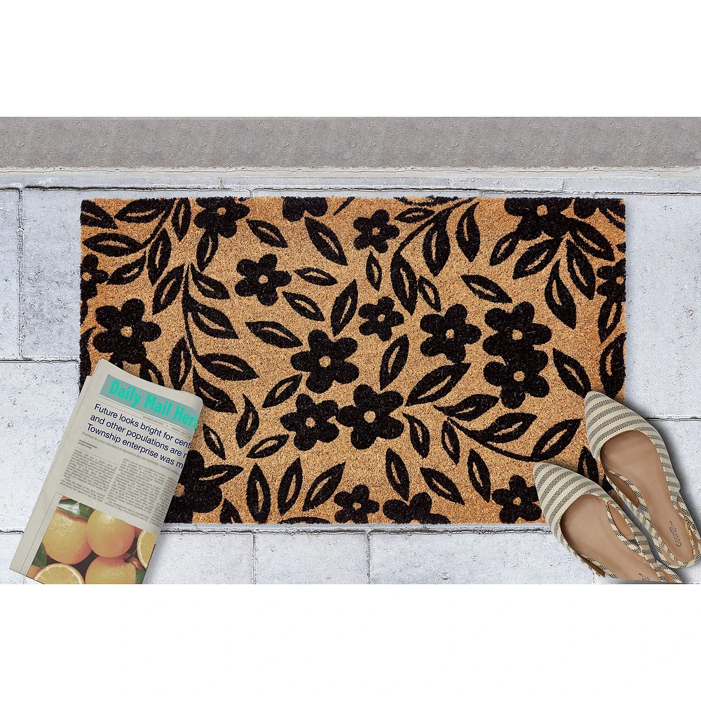 Flowers & Greenery Black Coir Mat