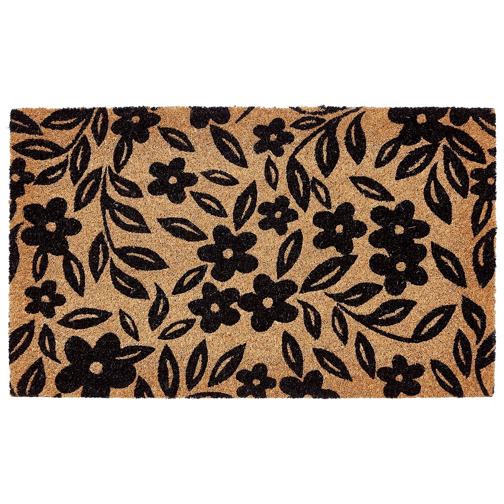 Flowers & Greenery Black Coir Mat