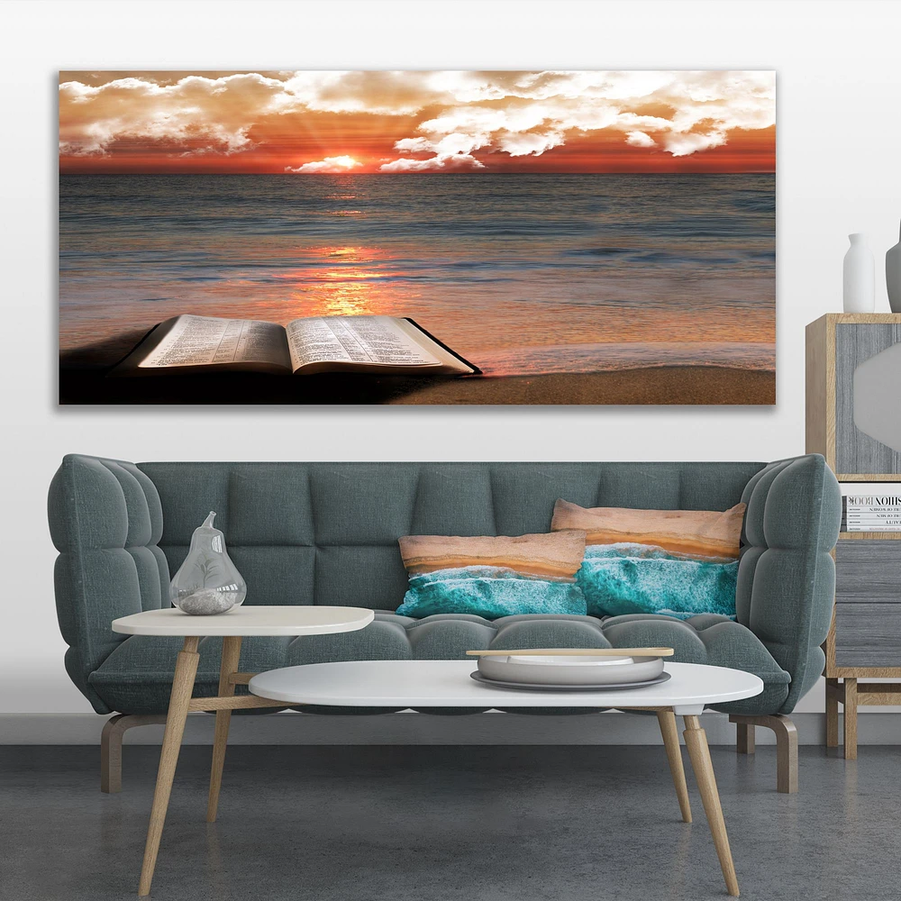 Open Bible Cloudy Sunset  Wall Art