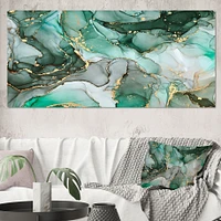 Green Luxury Abstract Fluid Art III  Canvas Wall Print