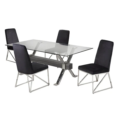 Nala 5-Piece Dining Set - Grey/Black 