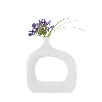 Vase ouvert blanc large par Torre & Tagus