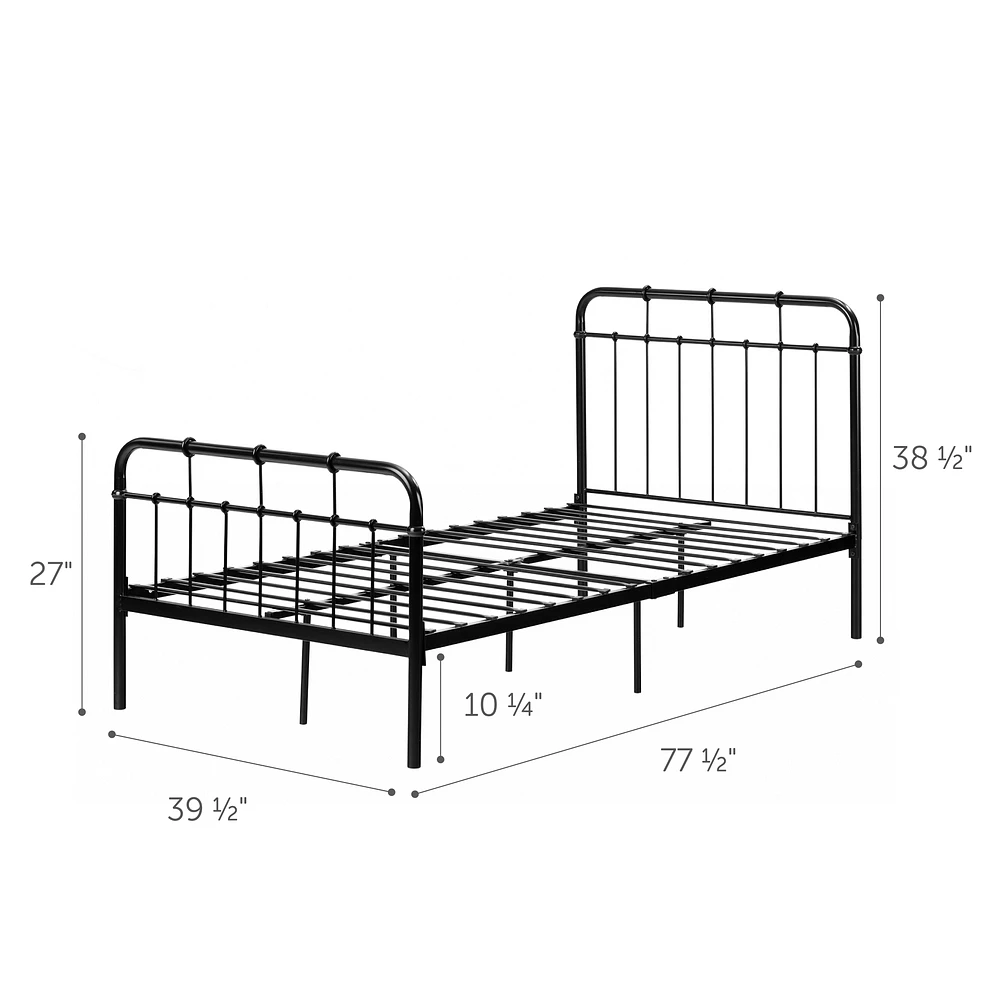 Cotton Candy Twin Metal Platform Bed with Headboard and Footboard by South Shore Furniture - Black